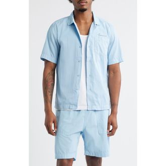 Service Works Script Logo Organic Cotton Camp Shirt in Powder at Nordstrom Rack, Size Small