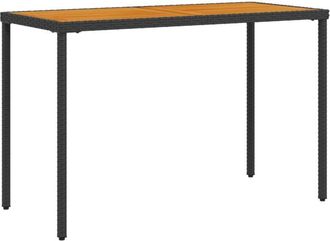 vidaXL Mesa de jardín superficie de madera ratán pe negro 115x54x74 cm Vidaxl
