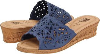 Spring Step Estella Sandal Womens Blue Nubuck Slip On Open Toe Slide HAWK1521