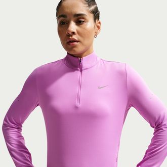 Nike Womens Swift Dri-FIT UV 1/4-Zip Running Top in Purple | HQ0499-503