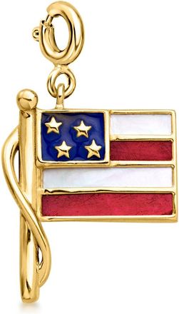 Ross-Simons Mother-Of-Pearl and Ruby American Flag Charm With Blue Enamel in 18kt Gold Over Sterling
