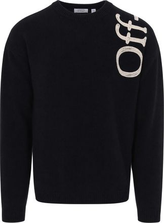 Off-white Black Wool-Blend Chain-Embroidered Sweater