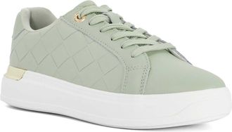 Dune London Womens Ladies Eave - Quilted Leather Trainers - Green - Size UK 5