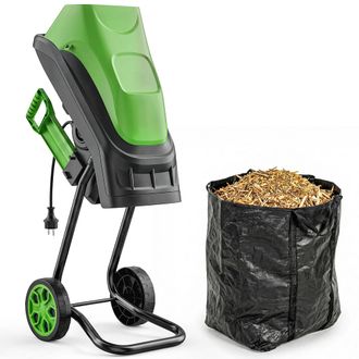 OUTSUNNY Trituradora De Ramas El&eacute;ctrica 2500w Con 2 Cuchillas Reversibles Hasta &Oslash;44 Mm De Ramas, Bolsa 45 L, Ruedas Y Protecci&oacute;n De Sobrecarga, Verde