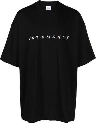 VETEMENTS Friendly logo-print cotton T-shirt - unisex - Cotton - M - Black