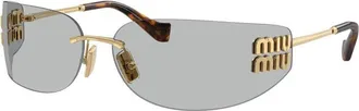 Miu Miu Sunglasses Rectangle Rimless, Gold Frame And Bronze Mirror Gradient Lens Mua51S5Ak20P