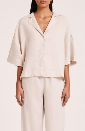 Nude Lucy Lounge Linen Shirt in Natural at Nordstrom, Size X-Large