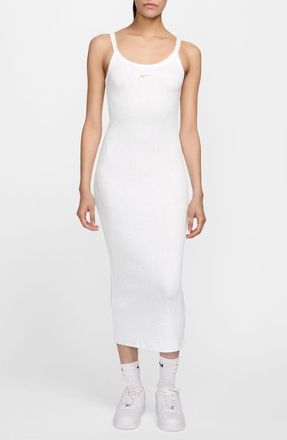 Nike Sportswear Chill Knit Tight Rib Midi Dress in 051 051 Birch Heather/lt Orewood Brn at Nordstrom, Size X-Small