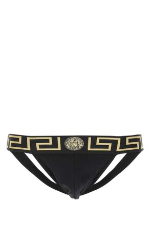 Versace Black stretch cotton jockstrap