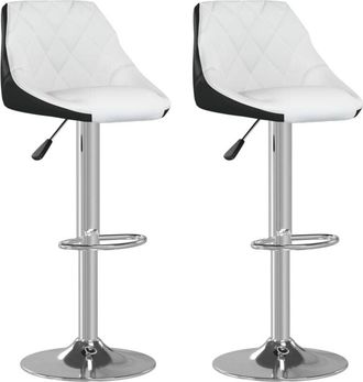 vidaXL Bar Stools 2 pcs White and Black Faux Leather Vidaxl