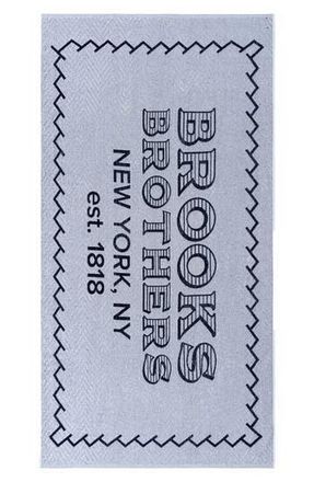 Brooks Brothers Logo Cotton Beach Towel in White at Nordstrom Rack