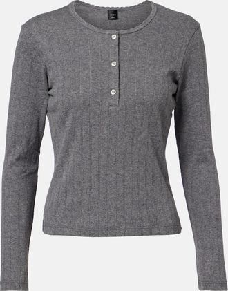 Leset Pointelle cotton Henley shirt
