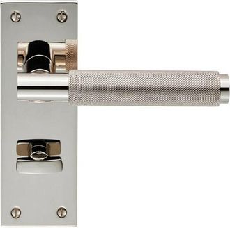 Loops PAIR Knurled Round Lever on Slim Bathroom Backplate 150 x 50mm Polished Nickel