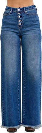 Judy Blue High Waist Column Straight Button Fly Jeans In Blue