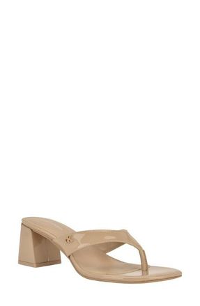 Calvin Klein Locinda Block Heel Sandal in Taupe Patent at Nordstrom, Size 7.5