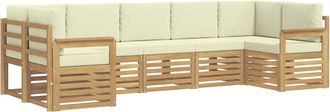 vidaXL Conjunto De Sof&aacute;s De Exterior 6 Uds. Blanco Y Crema Poli&eacute;ster Vidaxl
