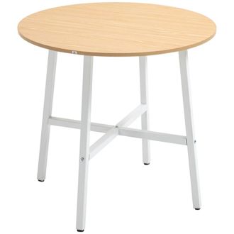 HOMCOM Mesa de comedor 80x80x76 cm madera natural
