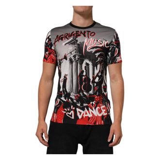Dolce & Gabbana T-Shirts, male, Multicolor, Size: L Agrigento Dance Jazz Music Print T-shirt