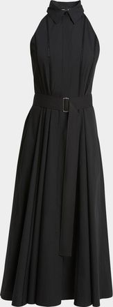 Proenza Schouler Dorothy Belted Ladder Stitch Poplin Midi Dress