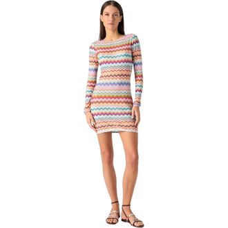 Missoni Viscose Lam&eacute; Mini Dress With Pixelated Zigzag Motif in Multicoloured at Nordstrom, Size 40 It