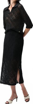 Joseph Ribkoff Cotton Blend Open Stitch Pencil Skirt In Black