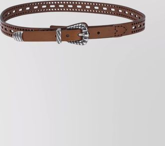 Etro adjustable leather belt featuring perforated design