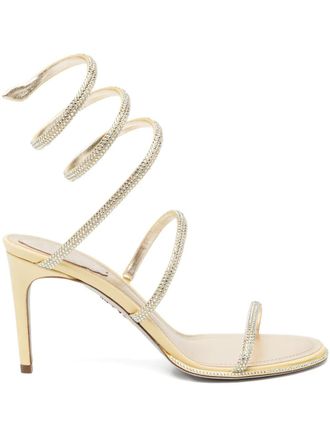 Rene Caovilla 105mm Cleo sandals - women - Satin/Silk/Leather/Calf Leather - 38 - Yellow