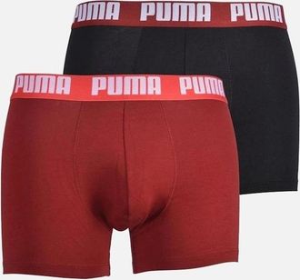 Puma Mens 2-Pack Coloured Waistband Boxer Briefs, Red/Black - Size: 32/30/31