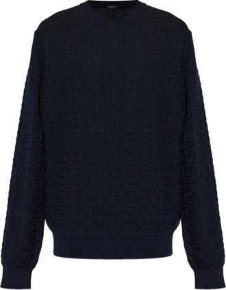 Balmain logo-motif sweater - men - Wool/Linen/Flax/Polyamide - S - Blue