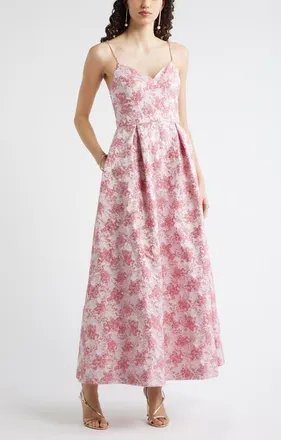 Chelsea28 Seamed Bodice Jacquard Gown in Pink Multi Brocade at Nordstrom, Size Xx-Small