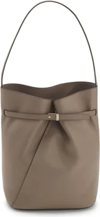 BOSS Leather bucket bag with gold-tone hardware