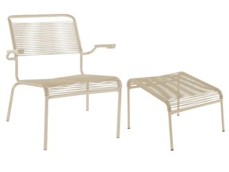 Schubiger M&ouml;bel Spaghetti-Lounger + Hocker S&auml;ntis mit Armlehnen