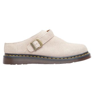 Dr. Martens Mules, male, Beige, Size: 10 US Suede Mules with Engraved Buckle