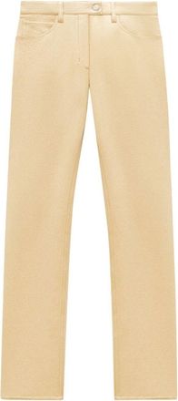 Courr&egrave;ges slim-fit vinyl trousers - women - Cotton/Polyurethane/Elastane - 38 - Neutrals