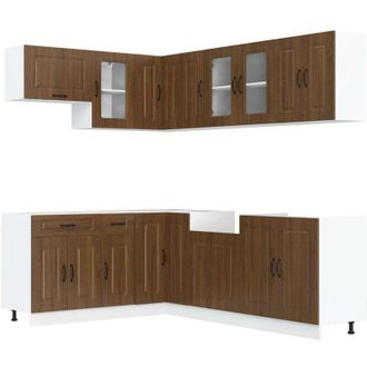 vidaXL Set Mobili da Cucina 11 pz Kalmar Rovere Marrone in Truciolato vidaXL