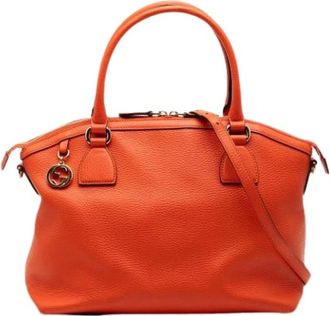 Gucci Pre-owned Handbags, female, Orange, Size: ONE SIZE Pre-owned Satchel