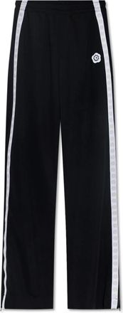 Kenzo Broek met logo - Dames - Straight fit broeken - Zwart - M - Leer - Broeken