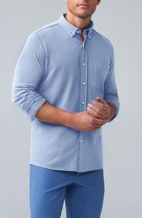 Mack Weldon SILVER Cotton Blend Piqu&eacute; Button-Down Shirt in Chambray at Nordstrom, Size Xx-Large