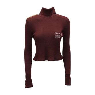 Elisabetta Franchi Turtlenecks, female, Red, Size: 2XL Dolcevita Cropped Sweater