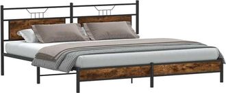vidaXL Metal Bed Frame without Mattress Smoked Oak 200x200 cm Vidaxl