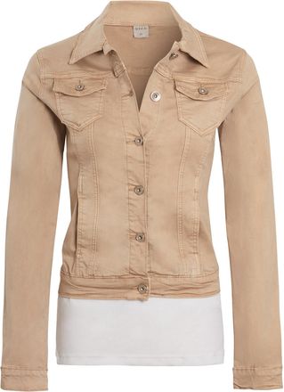 SS7 Womens Denim Jacket, Stretch Slim Fit Beige