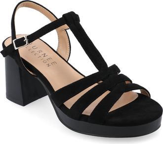 Journee Collection Womens Alyce Faux Leather Platform Sandals