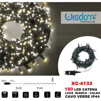 Trade Shop Trade Shop - 180-luces Led Luci&eacute;rnaga Cadena De Luces Blanco + Verde C&aacute;lido Cable Ip44 Xc-4133