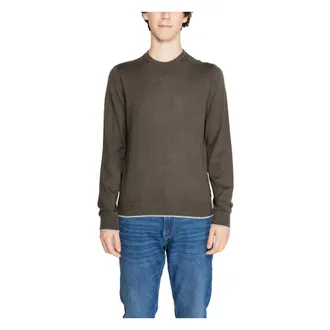 A|X Armani Exchange Round-neck Knitwear, male, Green, Size: 2XL Green Knit Round Neck Sweater