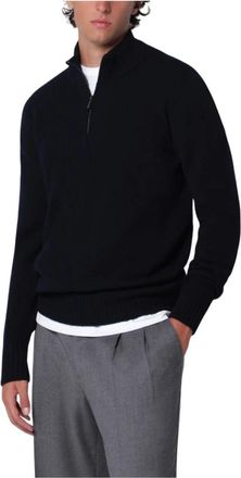 Drumohr Lupetto con zip ML - Heren - Vesten met rits - Blauw - 2XL - Wol - Hoodies & sweatvesten