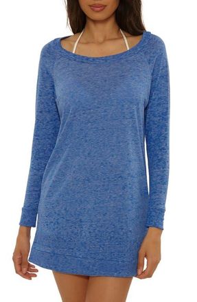 BECCA by Rebecca Virtue Beach Date Long Sleeve Cover-Up Tunic in Lapis at Nordstrom, Size Medium
