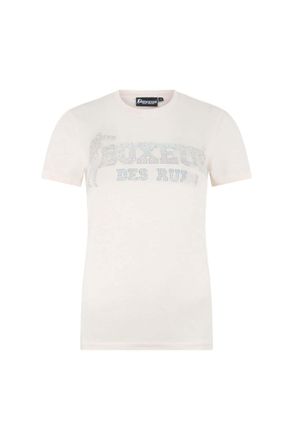 Boxeur Des Rues T-Shirt BOXEUR DES RUES BOXEUR DES RUES T-Shirt Rhinestone Logo, Damen, Gr. XS, ecru, Obermaterial: 95% Baumwolle CO. 5% Elasthan EL., Shirts T-Shirt