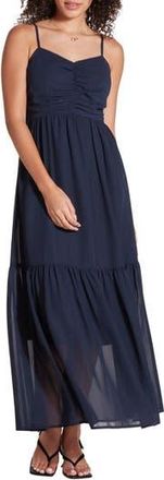 Wishlist Scrunch Bust Chiffon Maxi Dress in Navy at Nordstrom Rack, Size Medium