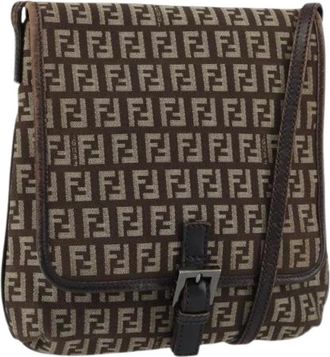 Fendi Pre-owned Cross Body Bags, female, Brown, Size: ONE SIZE Pre-owned Canvas Cross Body Bag