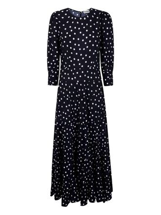 Rixo Kristen Dress Bohemia Spot Deep Navy